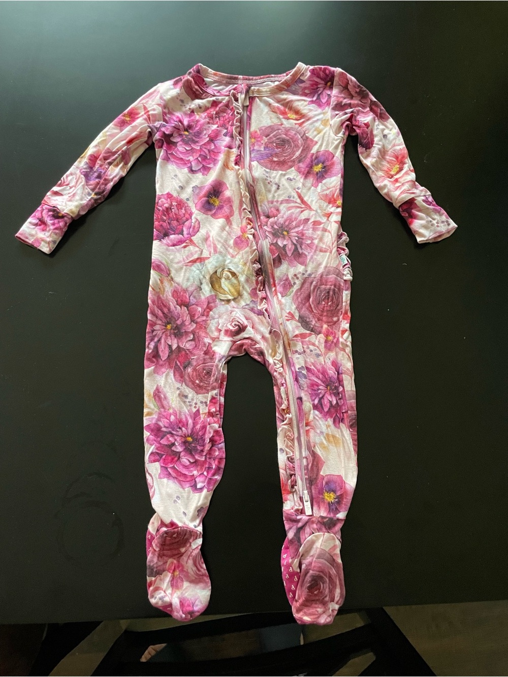 Like New/Excellent Cond.  Posh Peanut Pink Floral Footed One-Piece Pajamas